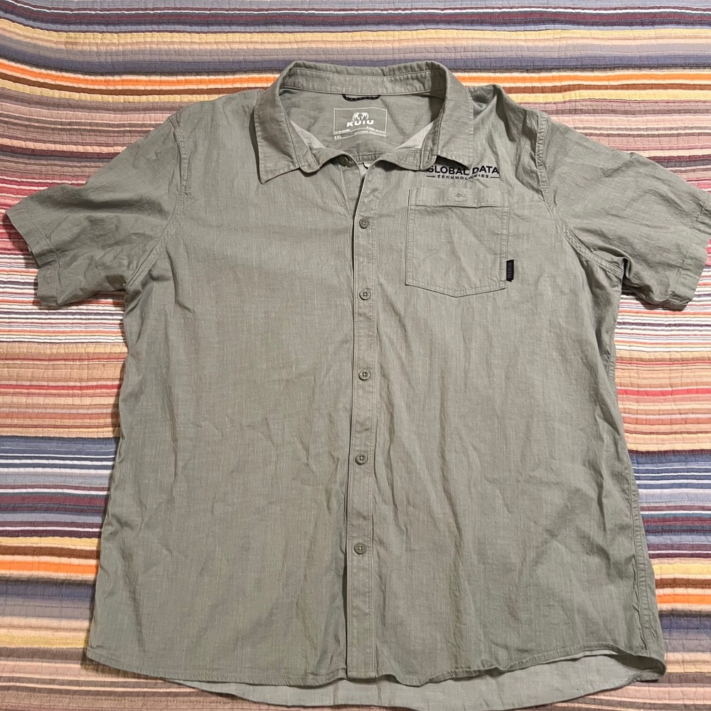 Kuiu Embroidered Short Sleeve Button Up Shirt Men's XXL Olive Green